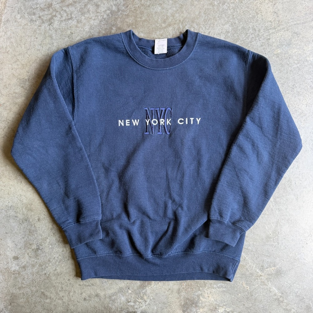 Vintage New York City Spellout Embroidered Crewneck Sweatshirt Classic Adult S
